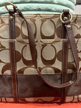Designer-Inspired Brown Logo Canvas Tote Bag
